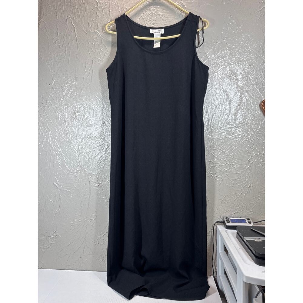 Studio 1 Women's Petite Black Sleeveless Scoop Neck Maxi Dress Size 6P